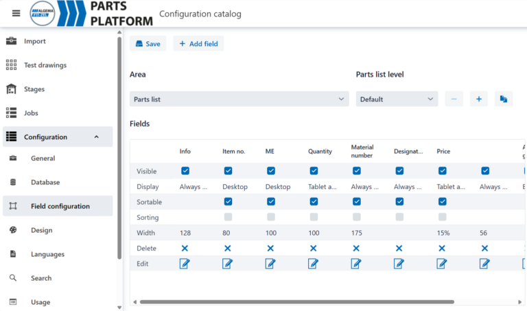 Configuration catalog SpareParts365