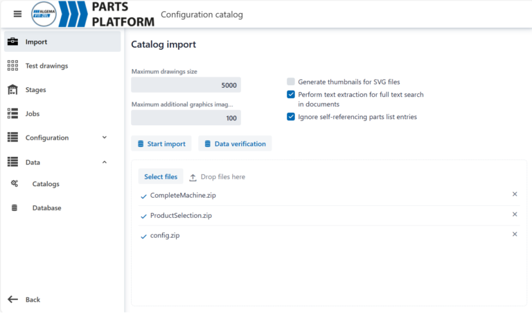 Catalog import function SpareParts365